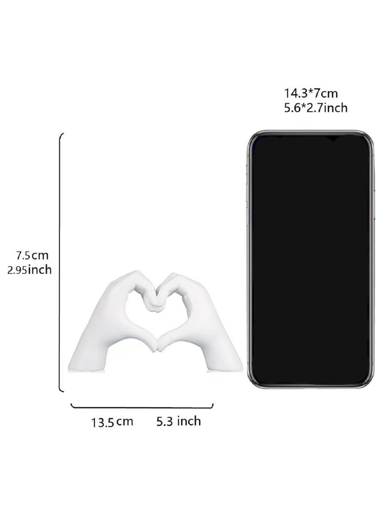 White Two-Handed Heart-Shaped Resin Ornament Home Accessories Desktop Decoration Ornaments - Image 3