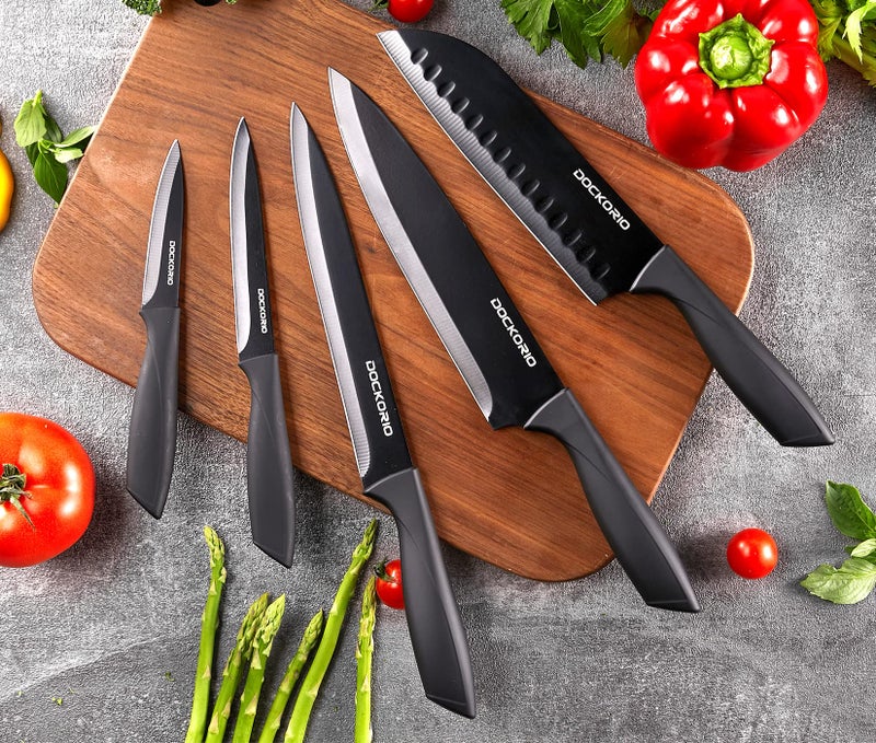 Dockorio Kitchen Knife Set with Block, 19 PCS High Carbon Stainless Steel Sharp includes Serrated Steak Knives Set, Chef Knives, Bread Knife, Scissor, Sharpener, all in one - Image 2