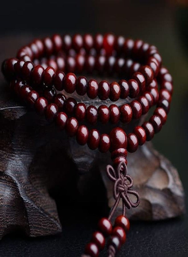 fabula Jewellery Natural Wood Maroon Buddha Meditation 108 Prayer Beads Multi Layer Warp Bracelet For Men & Boys (BIS1_AFR1) - Image 5