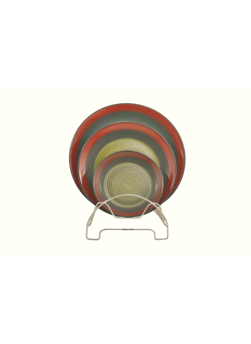 Caffeine Caffeine Ceramic Handmade Green Chandrakari Dinner Set (19 pcs.)  - Image 2