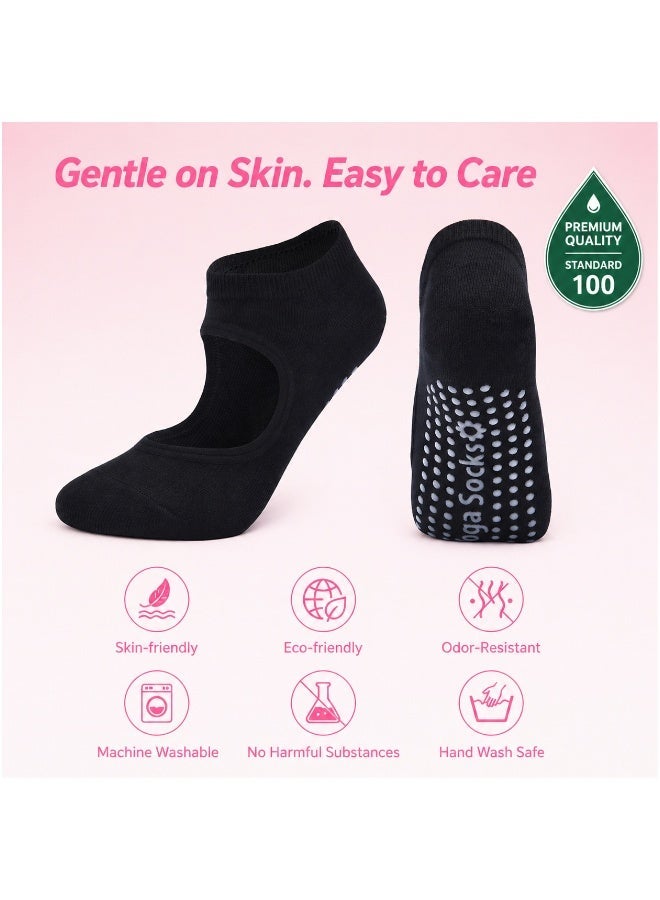 ShebSheb 3 Pairs Pilates Grip Socks for Women,Non Slip Yoga Socks - Image 2