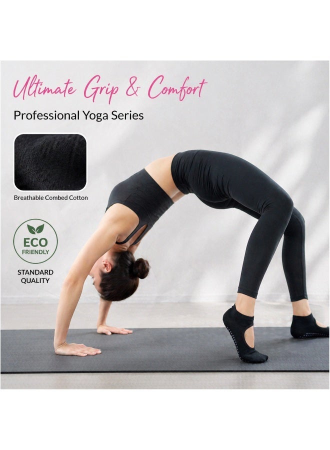 ShebSheb 3 Pairs Pilates Grip Socks for Women,Non Slip Yoga Socks - Image 5
