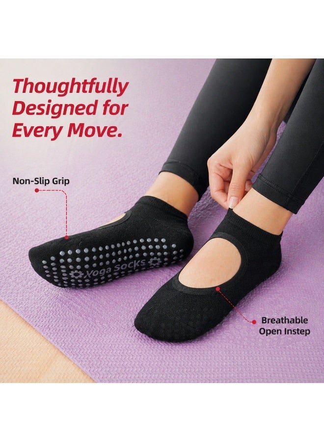 ShebSheb 3 Pairs Pilates Grip Socks for Women,Non Slip Yoga Socks - Image 4