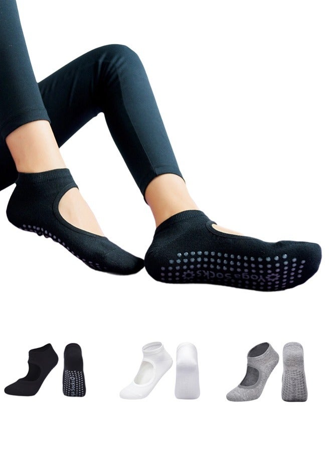 ShebSheb 3 Pairs Pilates Grip Socks for Women,Non Slip Yoga Socks - Image 1