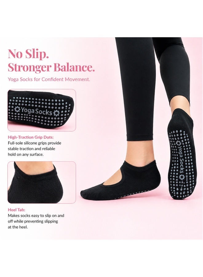 ShebSheb 3 Pairs Pilates Grip Socks for Women,Non Slip Yoga Socks - Image 3
