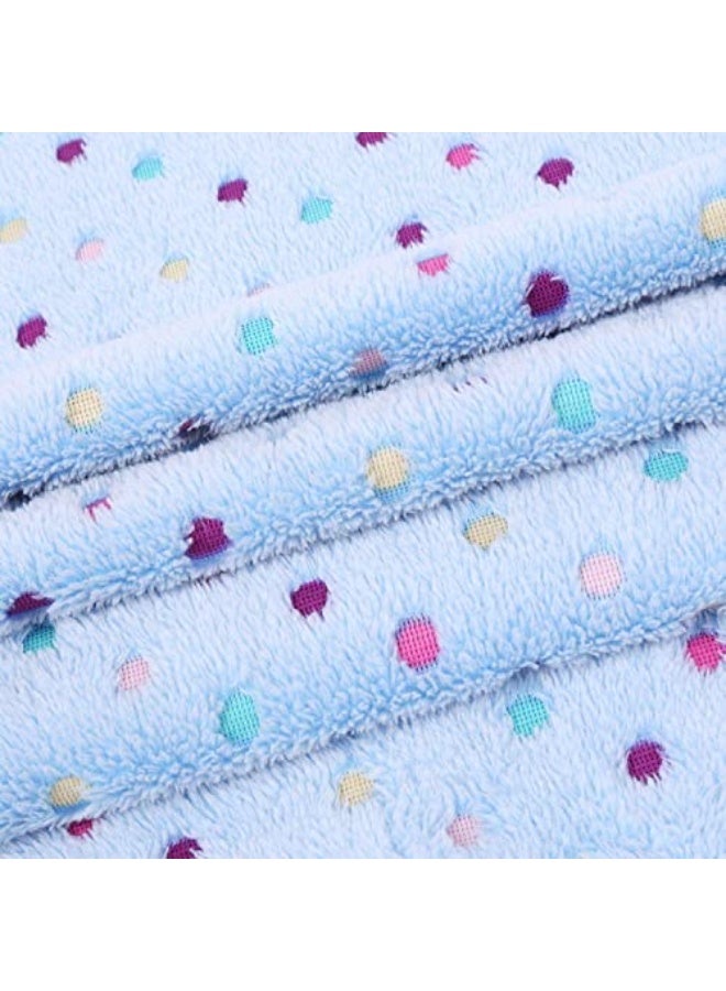 3 Pcs Pet Blanket for Puppy and Kitten, Soft Coral Fleece Dog Cat Blankets, 30 x 20.5 Inch Warm Fluffy Sleep Mat, Lightweight Washable Crate Pad for Small Pets, Cute Dot Pattern, Blue - Image 2