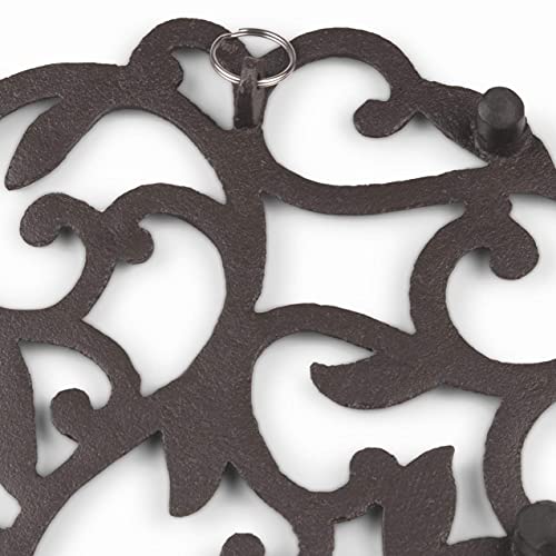 GASARÉ, Cast Iron Trivet for Hot Dishes, Pots, and Pans, Metal Trivet, Vine Design, Rubber Feet Caps, Ring Hanger, 8 Inches, Brown, 1 Unit - Image 3