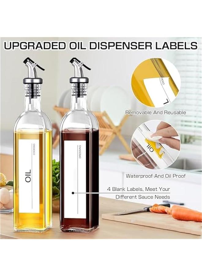 هوكور Oil Dispenser Bottle, Oil Dispenser Bottle for Kitchen, Cooking Oil and Vinegar Dispenser Set 4Pack, Glass Oil Container Cruet-Oil Pourer Spout, Funnel and Labels - Image 5