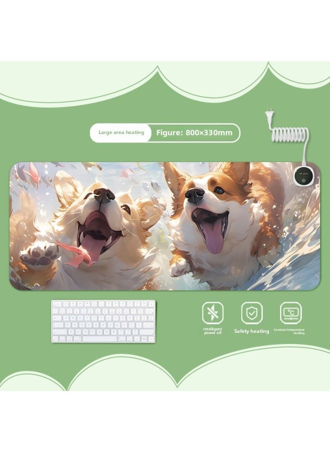 Cure Puppy Heating Heating Pad Warm Table Pad Office Computer Desktop Heating Mouse Pad Draft Do Not Shoot-Color:600x360mm-Pattern:Jr-healing Puppy 130  - Image 1
