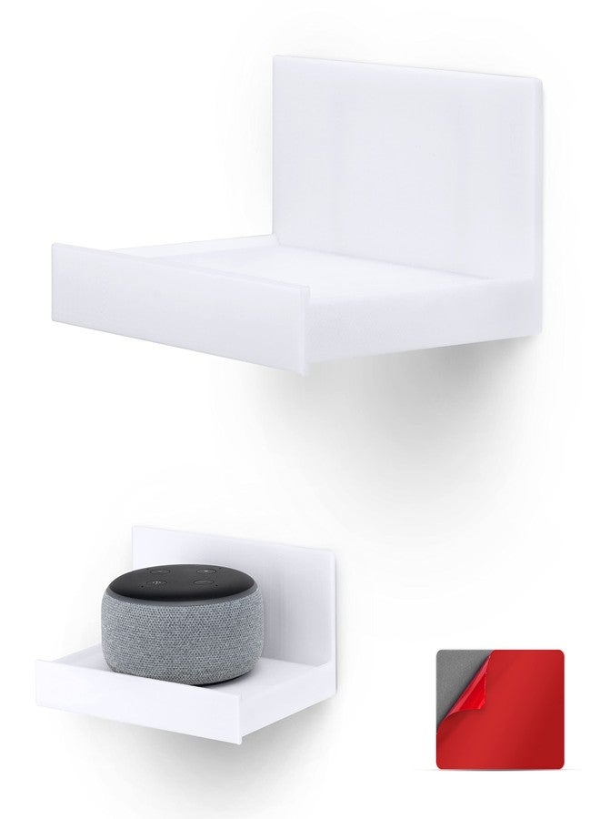 BRAINWAVZ 5.4" Adhesive Small Floating Shelf for Speakers, Books, Plants, Cameras, Toys, Decor & More, Screwless Wall Shelves, Easy to Install (SHELF180, White) - Image 1