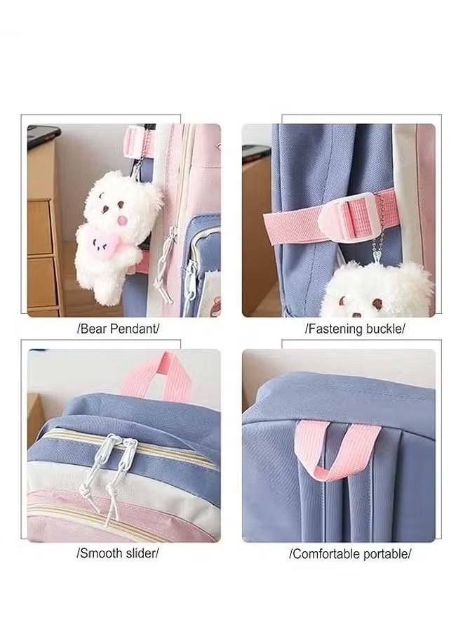 5-piece Cute Kawaii backpack set Back-to-school Stationery bag Backpack Tote Teen laptop bag  - Image 4