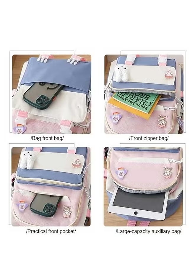 5-piece Cute Kawaii backpack set Back-to-school Stationery bag Backpack Tote Teen laptop bag  - Image 3