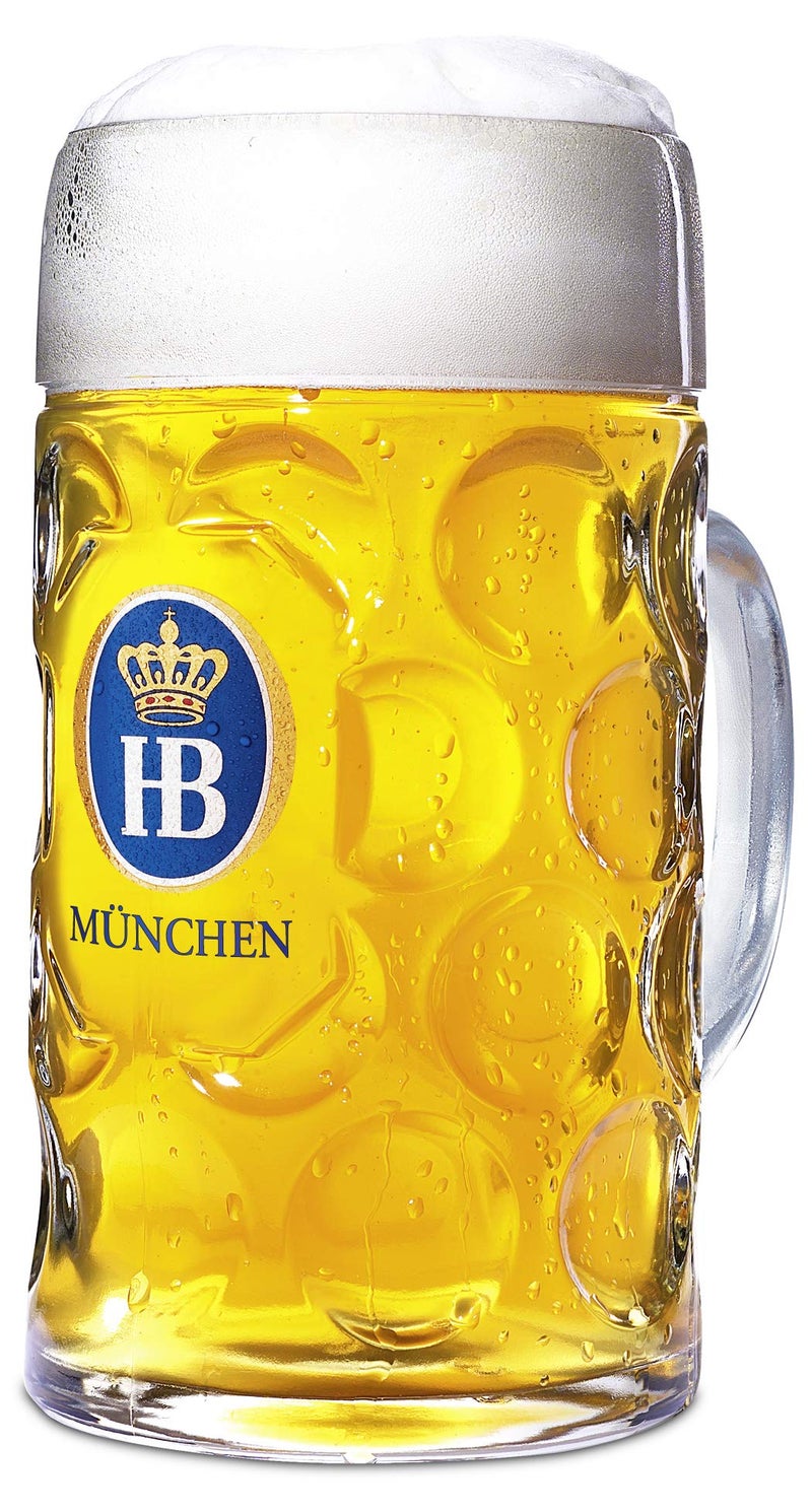 HB-101 1 Liter HB "Hofbrauhaus Munchen" Dimpled Glass Beer Stein - 2pk - Image 2