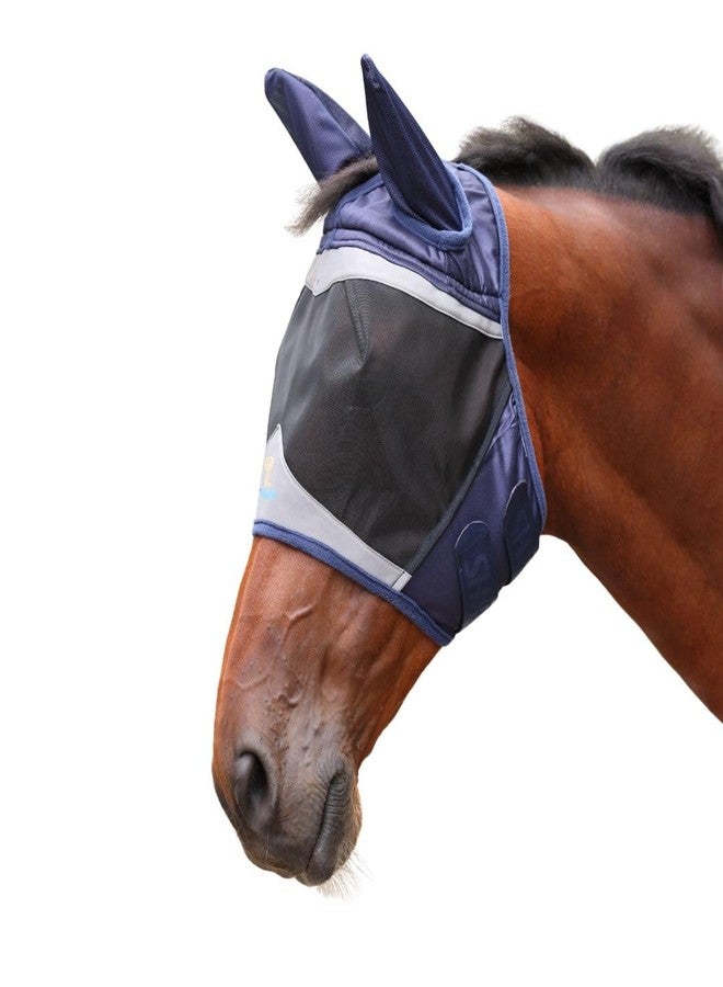 شيريس قناع الذباب الشبكي الناعم من شايرز فلاي جارد برو مع أذنين وفتحة أمامية - مقاس كامل | حماية خفيفة الوزن وجيدة التهوية من الذباب والحشرات | للاستخدام في المراعي والإسطبلات | لون كحلي - Image 1