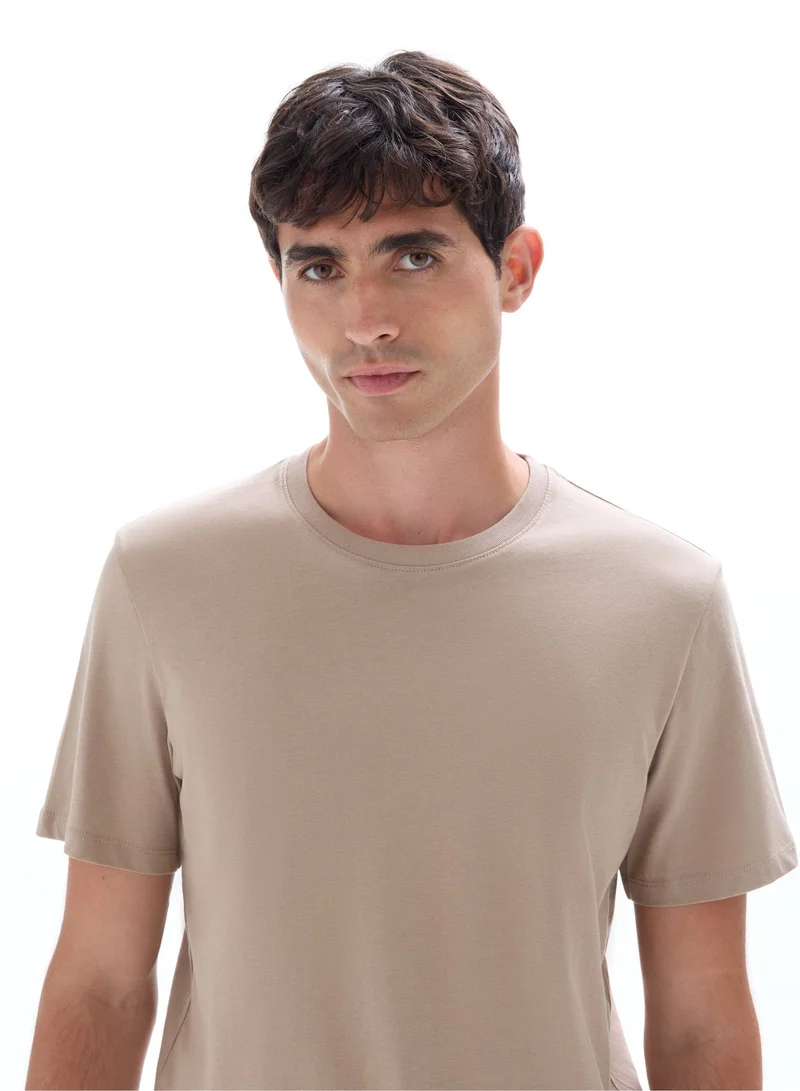 Celio Tebase Beige Humus Short Sleeves Tshirt