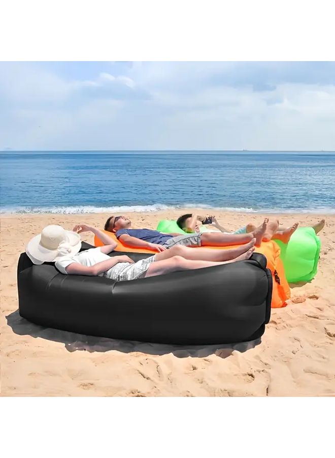 Black Heavy Duty Inflatable Recliner Sofa Bed Portable Air Chair For Camping Beach - Image 1