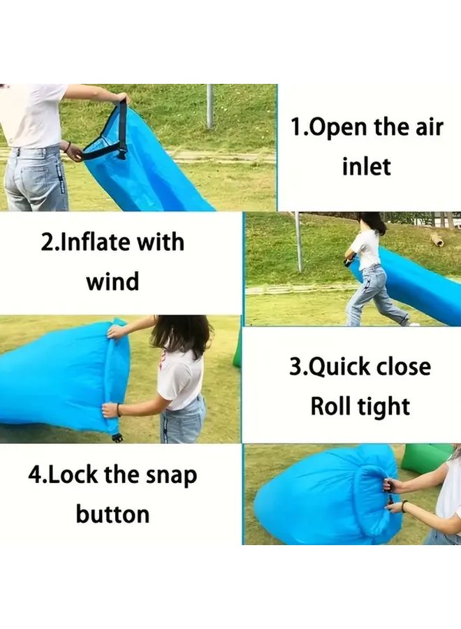 Black Heavy Duty Inflatable Recliner Sofa Bed Portable Air Chair For Camping Beach - Image 5