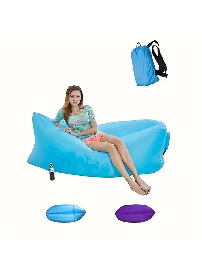 Black Heavy Duty Inflatable Recliner Sofa Bed Portable Air Chair For Camping Beach - Image 2