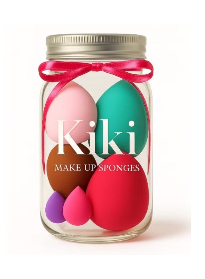 KIKI Makeup Blender Beauty Sponge With Bottle Gift Set - 6 Pcs Multicolour