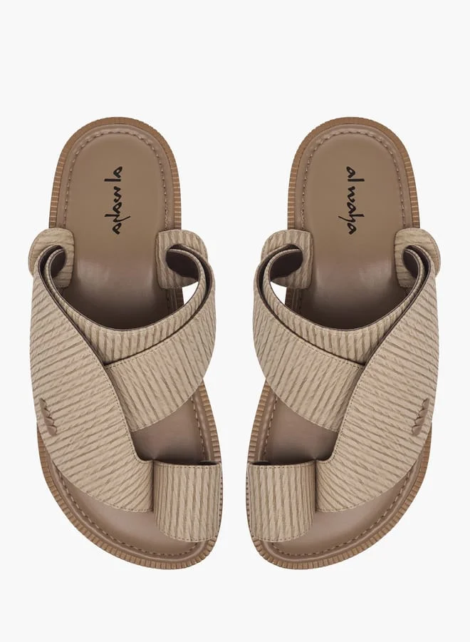 Al Waha Men Textured Slip-On Arabic Sandals with Toe Loop