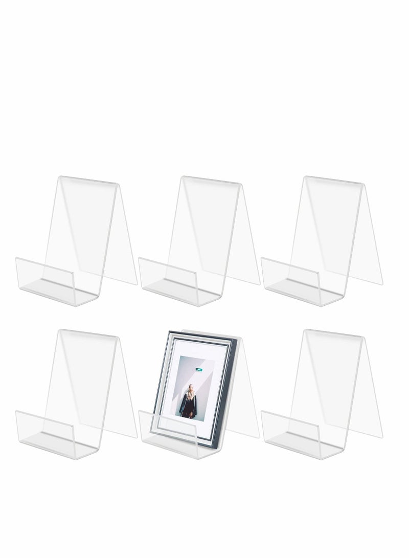 Y&D 6 Packs Clear Acrylic Book Stand, Transparent Display Stands for Display, Bookshelf Displaying Picture Albums, Books, Music Sheets, Notebooks, Artworks  - Image 1