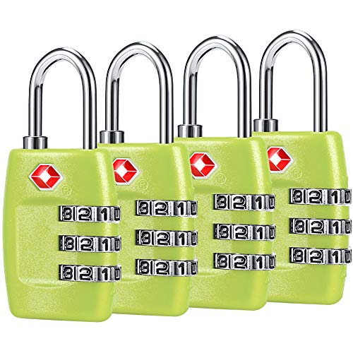 Cluckyu TSA Luggage Locks (4Pack) - 3 Digit Combination Padlocks - Approved Travel Lock for Suitcases & Baggage (Green1) - Image 1