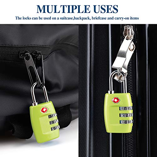 Cluckyu TSA Luggage Locks (4Pack) - 3 Digit Combination Padlocks - Approved Travel Lock for Suitcases & Baggage (Green1) - Image 4