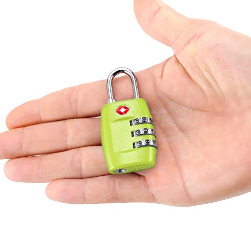 Cluckyu TSA Luggage Locks (4Pack) - 3 Digit Combination Padlocks - Approved Travel Lock for Suitcases & Baggage (Green1) - Image 5