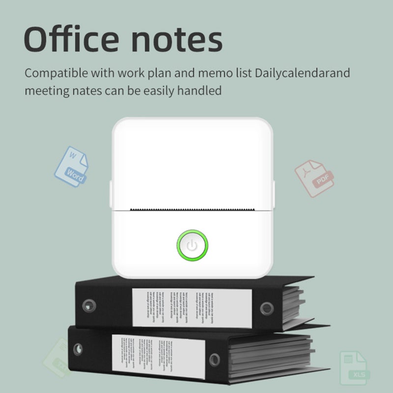 Mini Portable Printer: White, High-clear Photo-grade Printhead - One-click Operation, Sticker Printer for Home Office, Study Room And Memory Preservation - Image 2