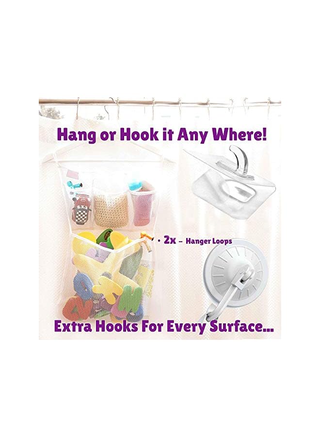 Raxoom Toy Organizer,Gugule Extra Durable Washable Mesh Baby Bath Toys Bin With 3 Extra Pockets For Soaps & Shampoos Mold Resistant Quick Dry Mesh - Image 5