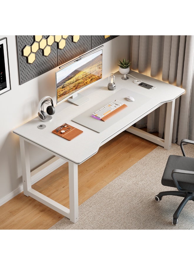 Computer Desk, PC Gaming Table, Simple Home Office Desk & Worksation with Sturdy Metal Frame for Working Study and Gaming, Spacious Desktop, Easy to Install, 120x60x74cm, White, YN074 - Image 1