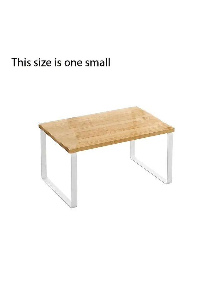 Cabinet Storage Rack Small Kitchen Countertop Shelves Stackable Expandable Metal And Solid Wood Cloud White Black - Image 3
