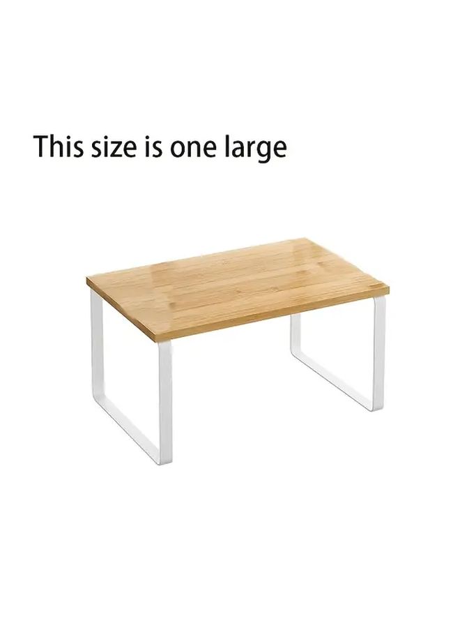 Cabinet Storage Rack Small Kitchen Countertop Shelves Stackable Expandable Metal And Solid Wood Cloud White Black - Image 5