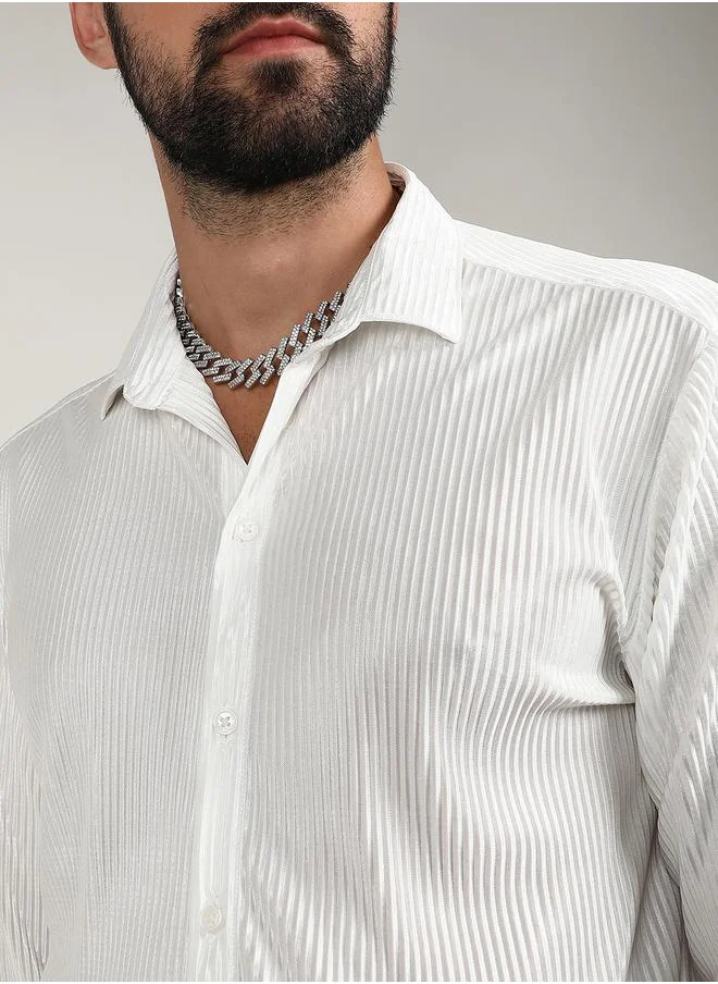 كامبوس سوترا Pleat-Creased Regular Fit Shirt by Styli