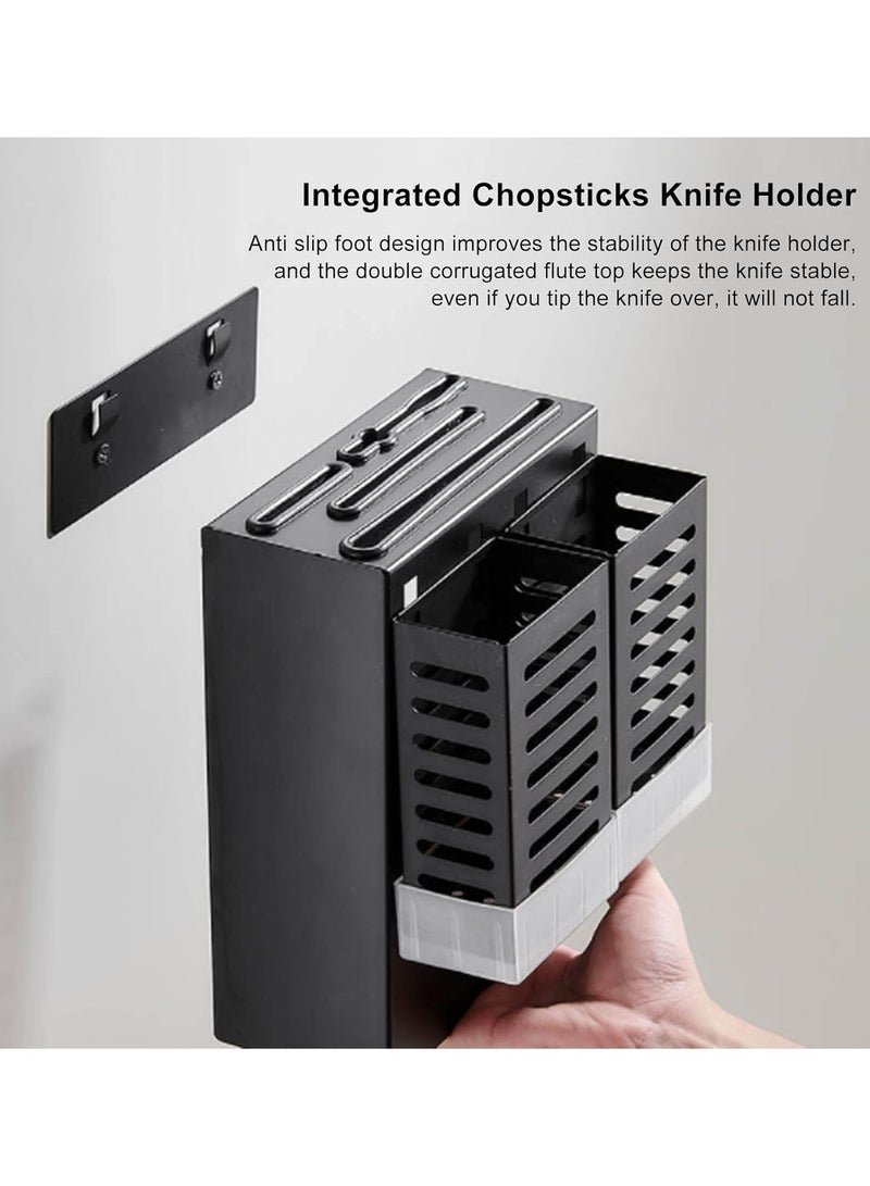 GGOOT Universal Knife Block Kitchen Knife Holder, Integrated Chopsticks Basket Knife Holder Flatware Organizers 3 in 1 Kitchen Storage Organizer, Detachable Easy Drainage - Image 4
