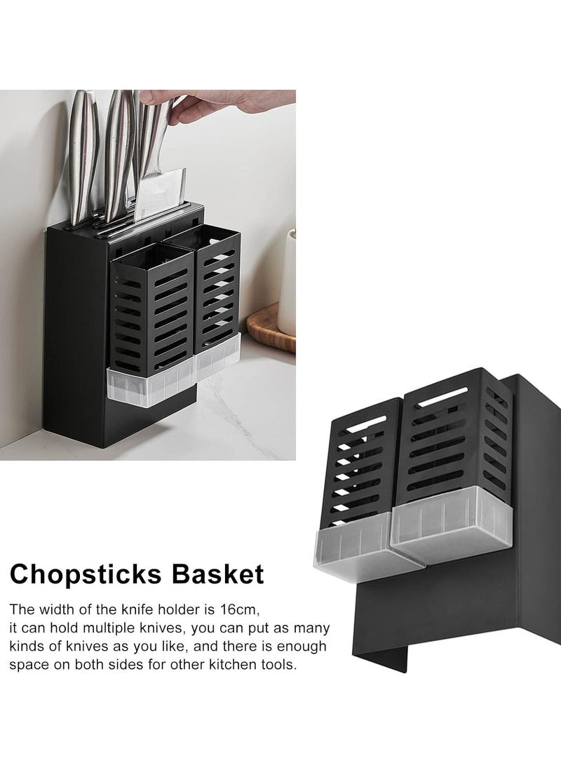 GGOOT Universal Knife Block Kitchen Knife Holder, Integrated Chopsticks Basket Knife Holder Flatware Organizers 3 in 1 Kitchen Storage Organizer, Detachable Easy Drainage - Image 2