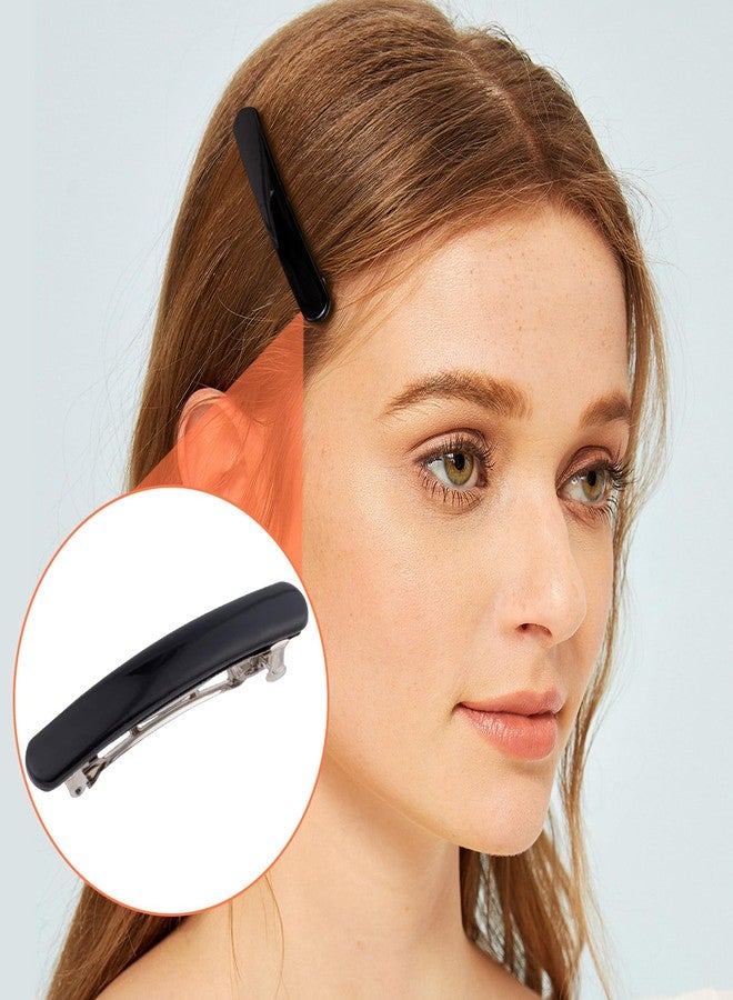 Winsyison 3pcs French Hair Clips for Women, Oval Curved Glossy Barrettes, Non-Slip Tortoise Shell Hairpins Styling Tool for Long Short Straight Curly Wave Hair- Black & White & Amber - Image 5
