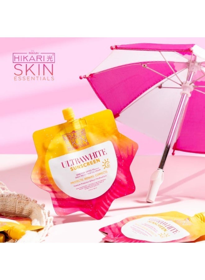Hikari 3 Packs Hikari Skin Essentials Ultra White Sunscreen 50ml – SPF50 PA++++, Ultra-Lightweight Airy-Fit, Whitening & Moisturizing, Water-Resistant, Fast-Absorbing Gel - Image 2