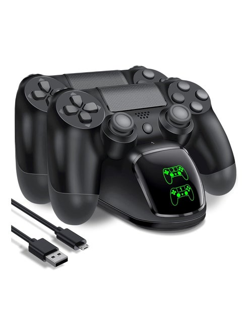 قاعدة شحن يد تحكم بلاي ستيشن 4 - شاحن USB مزدوج لـ DualShock 4، متوافق مع PS4، PS4 Slim، وPS4 Pro