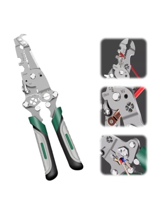 18 في 1 قاطع سلك قابل للطي، أداة قطع الأسلاك متعددة الوظائف من AZONEE، كماشة لقص وتعرية وسحب الأسلاك - أداة كهربائي (أخضر، 2 قطعة) - Image 2