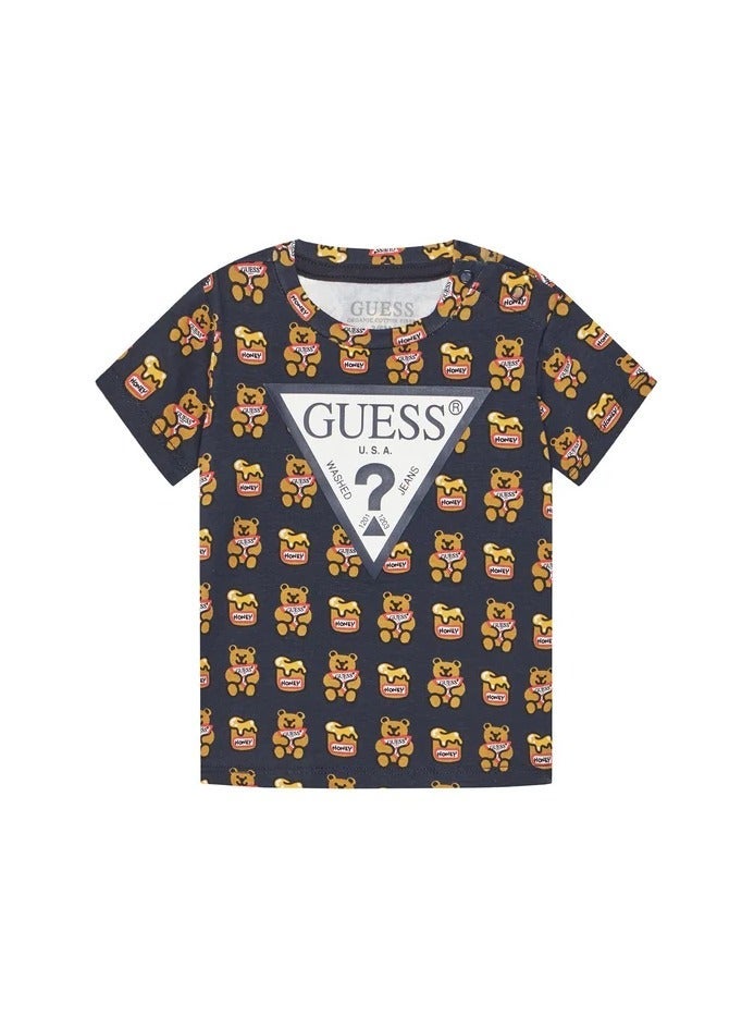 جس تيشيرت للأطفال بياقة دائرية وشعار مطبوع - Image 1