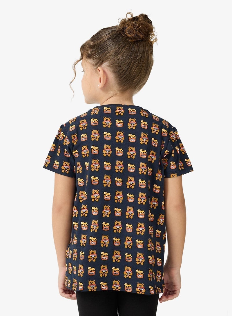 جس تيشيرت للأطفال بياقة دائرية وشعار مطبوع - Image 2