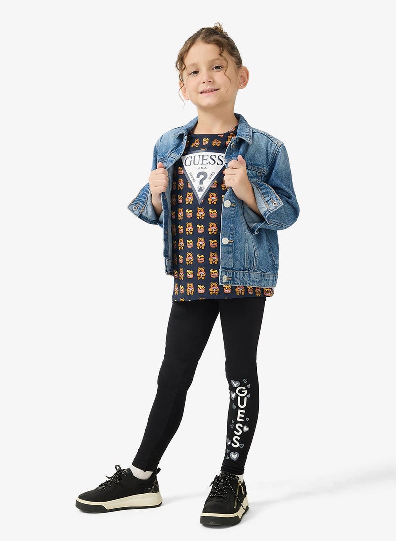 جس تيشيرت للأطفال بياقة دائرية وشعار مطبوع - Image 4