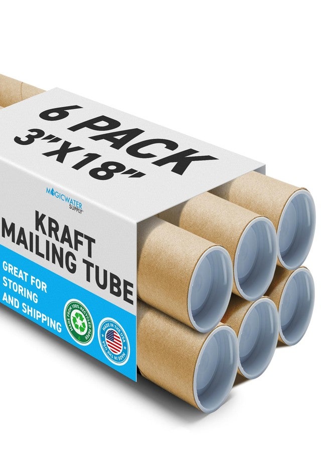 MagicWater Supply Mailing Tube - 3 in x 18 in - Kraft - 6 Pack - for Shipping and Storage of Posters, Arts, Crafts, and Documents - Image 1