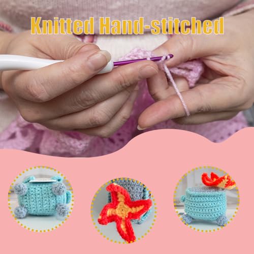 Rovyfota Emotional Support Crochet Dumpster Fire with Positive Card Cute Room Decor Knitted Toys Funny Crochet Support Buddies Gifts for Friends (Blue) - Image 3