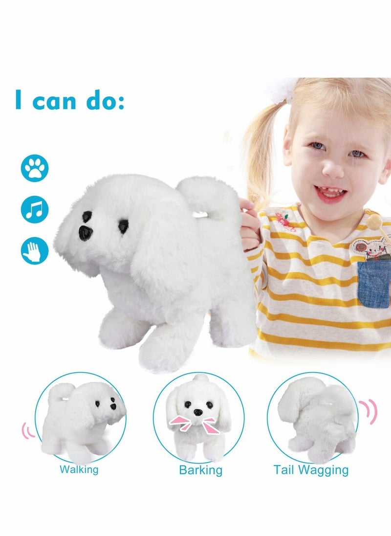 Excefore Plush Interactive Toy Electronic Pet Plush Golden Retriever Toy Puppy Electronic Interactive Pet Dog Can Walking Barking Tail Wagging Stretching Companion Animal for Kids (Bichon)  - Image 2