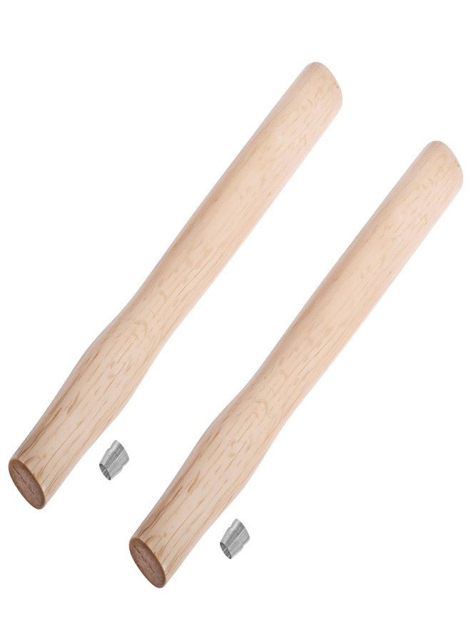FOCMKEAS 2 pcs Premium Oak Hammer Handle Replacement 32cm Long Wood Tool Handle,Ball Peen Hammer Handles with a Steel Wedges Suitable for Small Hammers or Axes with 22×15mm Tenons - Image 1