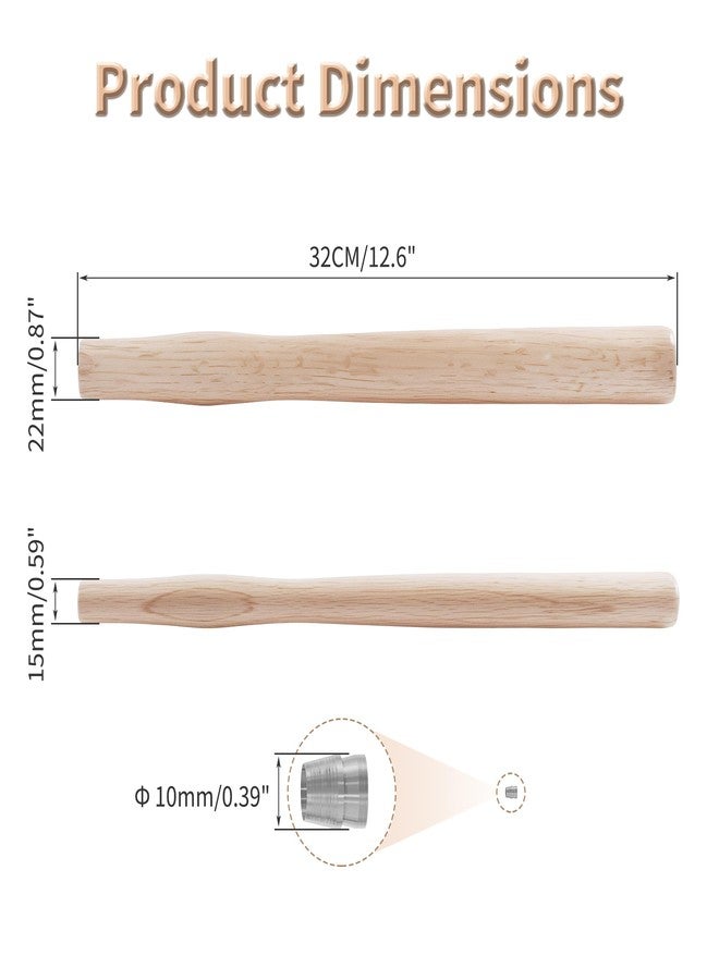 FOCMKEAS 2 pcs Premium Oak Hammer Handle Replacement 32cm Long Wood Tool Handle,Ball Peen Hammer Handles with a Steel Wedges Suitable for Small Hammers or Axes with 22×15mm Tenons - Image 2