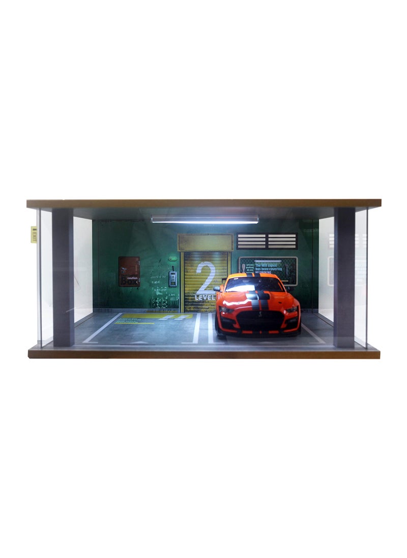 Bivitre 118 Scale Model Car Display Case  118 Car Garage Display Case with Clear Acrylic Cover and LED Lighting for DieCast Cars 2 Parkings Green 