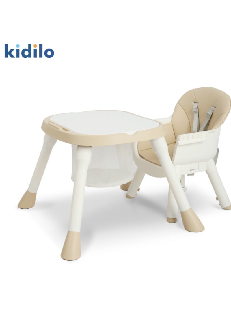 كيديليو كرسي طعام للأطفال Kidilo KD013 بنظام 2 في 1 يتحول إلى طاولة للأطفال الصغار | صينية إطعام قابلة للإزالة مع حامل أكواب | حزام أمان خماسي النقاط | مقعد سهل التنظيف | سلّة تخزين | قواعد مانعة للانزلاق | تركيب سريع وسهل - Image 2